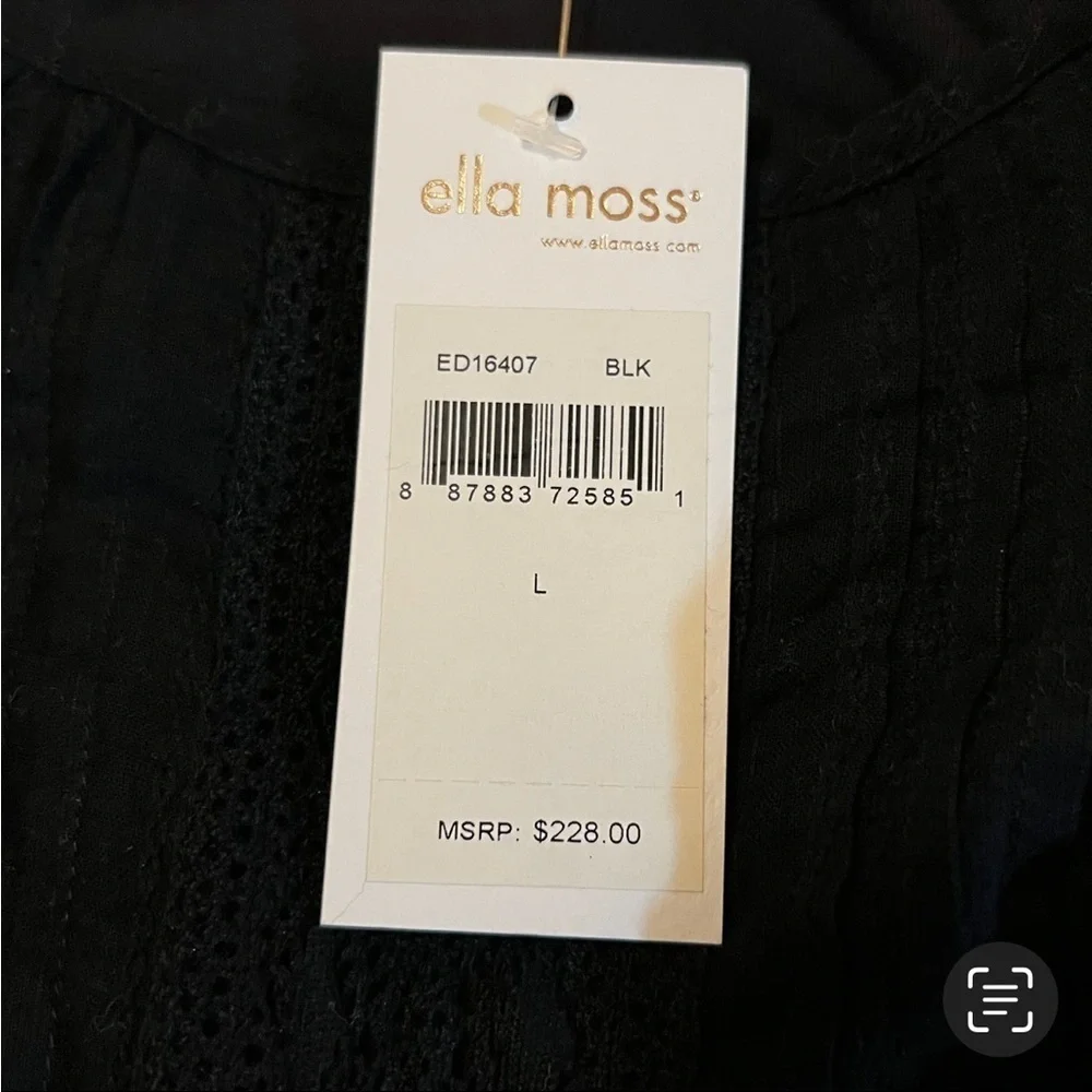 NEW Revolve Ella Moss  ‘Blanca’ Midi Dress in BLACK Large Ruffled Lace